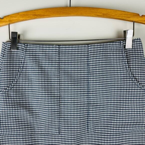 Loft blue white houndstooth check preppy academia office skirt - Picture 2 of 7